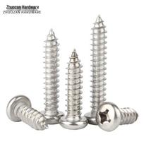Zhuozan 304 Stainless Steel Round Pan Head Phillips Self-Tapping Wood Screws M6x80 (20 Pcs)