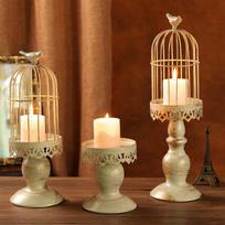 Iron Hollow Lace Candlestick white Retro Iron Candle Stand  Living Room Display S