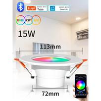 15 W LED įleidžiamasis šviestuvas „Tuya Bluetooth“ prožektoriai RGBCW pritemdomi lubiniai šviestuvai, įleidžiami, išmaniojo gyvenimo programėlės valdymo miegamojo šviestuvai, 220 V, 110 V 15W&2 pieces