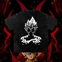 Vintažiniai skalbti marškinėliai vyrams su japoniškais anime printais, laisvi, kasdieniai, gatvės stiliaus, unisex, medvilniniai marškinėliai M