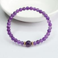 Juan Yu Ametisto kristalo apyrankė moterims - Violetiniai mados papuošalai (CB4032204) Small Beads ~5mm, Large Beads ~8mm