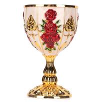 Gold Chalice 4 Inch High Zinc Alloy Retro EmNaBossed Flower Pattern Elegant Pimp Cup for Party Banquet Bar