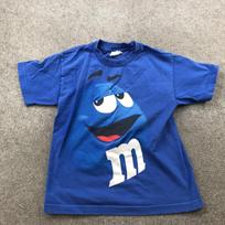 M&Ms Mėlynas personažas Marškinėliai Jaunimo Vidutinio Mėlynumo Saldainių Grafika Animacinis T-marškinėlis Y2K S blue