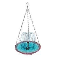 Solar Cascade Bird Bath Fountain Solar-Powered Fountain Hanging Bird Bath Outdoor Birdbath Attracts Wild Birds for Garden Backyard Decor violetinė