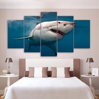 5 Pieces Canvas Art Great White Shark Poster Painting Home Decor Living Room Modular Picture Print Bedroom Mural 20X35 20X45 20X55CM