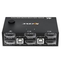 8K Dual Monitor KVM Switch,Displayport 1.4 KVM Switch 2 Monitors 2 Computers 8K 30Hz 4K 144Hz with 4 USB Ports