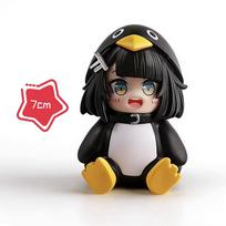 Mielas mažas pingvinas PVC figūrėlė Anime kolekcijos modelis Ornamentas Stalo dekoracija Gimtadienio dovana black