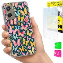 Etui Do Motorola Moto G06 / G06 Power Obudowa Case Plecki Motyle + Szkło