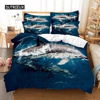 Shark Duvet Cover Set Microfiber Hawaiian Beach Theme Bedding Set Underwater Ocean Sea Themed Double Queen King Size Quilt Cover EU single(135x200cm)