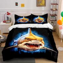 Shark With Aggressive Expression. Print Bedding Set 1 Duvet Cover 2 Pillowcases For Adult And Children Luxury Gift Full Size EU Twin 135X200cm&set