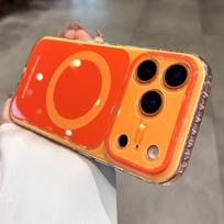 Candy Color Magnetic For Magasfe Wrist Strap Anti-Loss Lanyard Case For iPhone 17 Pro Max 16 Plus 15 14 13 Soft Bumper Cover iPhone Air oranžinė