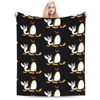 Warm BlanketBoy Girl Picnic Pingus Cute  Throw Blanket  Flannel Bedspread For Couch Bed Fluffy Sofa Bed Cover 130x150cm
