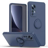 Magnetinis žiedo laikiklis Skysto silikono telefono dėklas, skirtas Xiaomi Mi 12 11 Lite 5G NE 10T 11T Pro, minkštas TPU apsauginis dangtelis Fundas For Mi 12 mėlyna