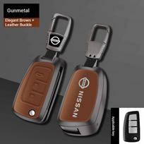 For Nissan X-Trail Qashqai Sentra Serena Tiida Teana Juke Leaf Micra Almera Car Zinc Alloy Key Case Key Bag Car Metal Key Shell