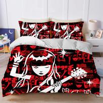 E-Emily The Strange Book Duvet Cover Set Home Style Bedding Soft Laundry Cotton Bed 3 Piece Set Student Dormitory Gift EU Single(135x200cm)