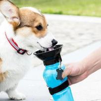 500ml Lauko Nešiojamas Naminių Gyvūnų Šunų Vandens Butelis Išspaudžiamas Didelis Šuns Kelioninis Vandens Puodelis Geriamojo Vandens Lesyklės Dubenėlis Šuniui Katei mėlyna