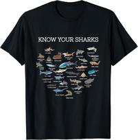 Shark Faces Types Of Sharks Gift Marine Biology Ocean Shark Gift Unisex T-Shirt Mens Womens Tees Top 3XL