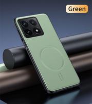 For Xiaomi 14T Pro Case Magnetic Leather Shield Cover For Xiaomi 14T Pro High Quality Anti-Fingerprint Non-Slip PC+TPU xiaomi 14T pro žalia