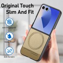 Thin Leather Folding Cover Magnetic Case for Samsung Galaxy Z Flip7 5G Flip 7 6 Flip6 Flip4 Flip 5 4 3 Flip3 Coque Galaxy Z Flip4 chaki