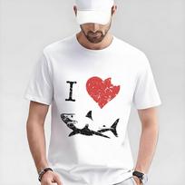I Love Sharks T Shirt Shark Bite Shirt Vintage Graphic Tee for men 100 cotton printed clothes All size Tops S6XL S