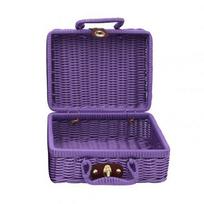 Portable Picnic Basket Handmade Rattan Woven Storage Case Vintage Makeup Travel Suitcase Cosmetic Sundries Organizer Storage Box 22x17x11cm