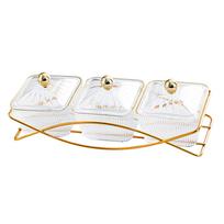 Glasses Bowl Snack Serving Platter with Carry Handle Golden Trays in Offers for Event and Kitchen Use gryna