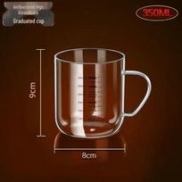 Mikrobangų krosnelėje tinkamas aukšto borosilikatinio stiklo matavimo puodelis pienui, sojų pienui, vandeniui ir pusryčiams 350ml/550ml brown
