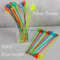 20Pcs Casino Las Vegas Poker Theme Cocktail Swizzle Stick Muddler Puddler Stirrer for Birthday Wedding Game Night Party Decor