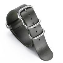 Rankų darbo alyvos ir vaško karvės odos laikrodžio dirželis 18mm 20mm 22mm Vintažinis natūralios odos laikrodžio dirželis vyrams ir moterims Metalinė sagtelė žiedas Apyrankė 22mm žalia
