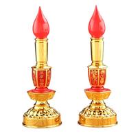 2pcs 9.1x3 in Plastic Buddha Night Light Meditation Room Ornament Light  Office Desktop Layout