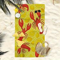 Summer Lobster Lemon Beach Towel, Quick Dry Soft Lightweight High Absorbent Microfiber for Swimming Yoga Camping Gift 40X60cm