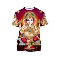 Hindu Wisdom God Ganesha 3D Printed Men T Shirts  Oversized Vintage Tops 90s Aesthetic Streetwear Tees M