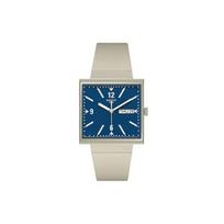 Swatch Kolekcija Kvarcinis Mechanizmas Atsparus Vandeniui 20M Laikrodis 33,25Mm Mėlynas Ciferblatas Augalinis Keraminis Korpusas Biologiškai Atsinaujinantis Dirželis Unisex Laikrodžiai SO34T700 Ecru