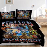 Italian Brainrot Creatures Bedding Set Comforter Cover Gift for Bedroom,Includes 1 Cover and 2 Pillowcases, No InsertB652 135x200cm black