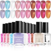 JODSONE Nail Polish Includes Base Top Jelly Perfect for Holiday Gifts and 10-Color Set Semi-Transparent Blue, Purple, Red, Pink. & Coat. Fast-Drying,