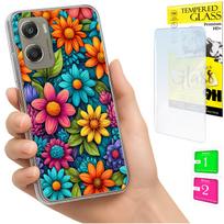Etui Do Motorola Moto G06 / G06 Power Obudowa Case Plecki Kwiaty + Szkło
