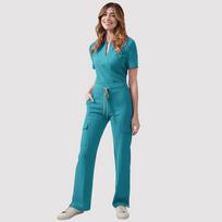 Women V-Neck Nurse Scrub Uniform Top Pants SetLab Workwear S ežero mėlyna spalva