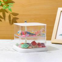 Korean Transparent Rotating Jewelry Storage Box for Hair Accessories, Earrings, Watches, and More