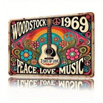 Vintažinis Woodstock 1969 Metalinis Plakatas Sienos Menas Retro Dekoras Namams Barui Garažui blue