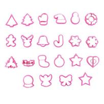 22 PCS Christmas Cookie Cutters Biscuit Cutter Multi Shapes Cookie Moulds PP Material Biscuit Mold Baking Accessories medium size