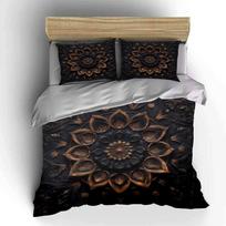 Ornamental Gold-Black Floral Design Set Kid'S And Adults' Bedroom Decor, Exquisite Three-Piece Bedding Set Gift EU Twin 135X200cm&set