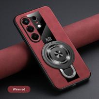 For Tecno Camon 50 Ultra Magsafe Wireless Charging Cover For Tecno Camon 50 Pro 4G PU Leather Shockproof Ring Stand Holder Case Tecno Camon 50 Ultra raudona