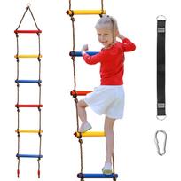 2 m Laipiojimo virvinės kopėčios, Laipiojimo kopėčios kabinamos Slackline kopėčios vidaus žaidimų rinkiniui ir lauko medinei nameliui, Žaidimų aikštelės kliūtys sūpynės įvairiaspalvis