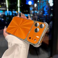 Luxury Plating CD Texture Laser Aesthetic Case For iPhone 17 pro 16 15 14 13 Pro Max Plus Dazzle Aurora Armor Shockproof Cover for iPhone 13 oranžinė
