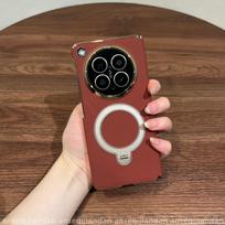 For OPPO Find N6 Case For MagSafe Magnetic 360° Ring Leather Camera Protection Fold Phone Cover Central Hinge Protection Shell OPPO Find N6