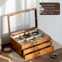 Elegant Walnut Wood Jewelry Box - Large Capacity, Multi-Position Display for Bracelets and Handcrafted String Jewelry