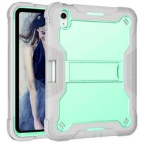 for iPad 10th Generation 10.9 Case, (with Pencil Holder & Kickstand) Rugged Shockproof Heavy Duty Soft Silicone Hard PC Case iPad 10th 10.9 2022 žalia