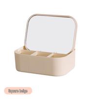 Creative High-Definition Makeup Mirror with Storage Box - Cute Princess Style for Dorms and Dressing Tables