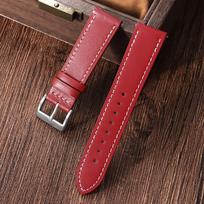 Premium Brown Cowhide Watchand Quick Release 18mm 20mm 22mm 24mm Watch Straps Top Grain Genuine Leather Watch Band for Men Women 22mm&with Silver Buckle raudona