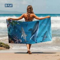 Marine Life Dolphin Shark Pattern Pool Mat Multi-Purpose Beach Towel For Seaside Pool Bathroom Camping Yoga Fitness 40x60cm